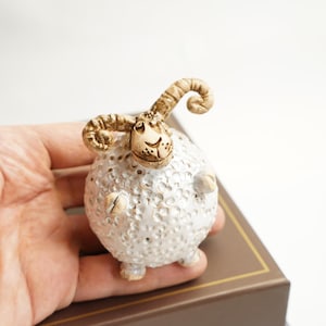 Ceramic Figurine Ram,  Ukrainian Collectable Ceramic Figurine, Ceramic Lamb, One Of Kind, Gift For Mom,  Real Artwork, Gift for Her