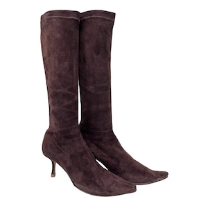 Vintage Jimmy Choo Stevie Suede Boots, Espresso Brown, IT 37