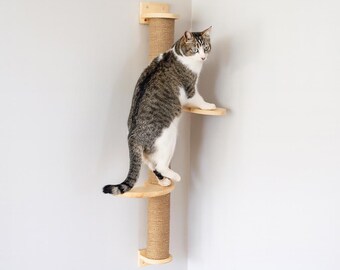 Wall Mounted Cat Climbing Tower: Sisal Scratch Post, Space Saving Cat Tree