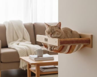 Handcrafted Wall-Mounted Cat Hammock for Stylish Lounging