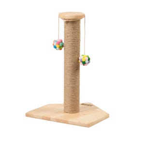 Sisal Cat Scratching Post with Pom Pom Toy: Modern Pine Wood Furniture
