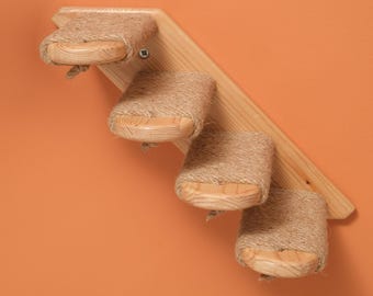 Wall Mounted Cat Stairs: Sisal Rope, Wooden Cat Climbing Steps