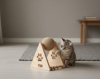 Wooden Cat Scratching Ball – Interactive Sisal Toy for Healthy Claws