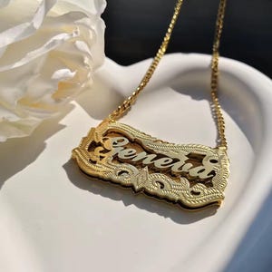 Custom Double Plated Name Necklace,3D Name Necklace,Gold Necklace,Personalized Jewelry,Name Plate,Personalized Gifts For Her, Birthday Gifts