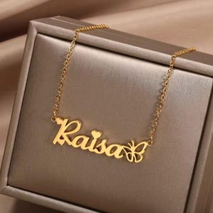 Personalized Butterfly Name Necklace, Dainty Custom Name Necklace, 14K Gold Plated Necklace, Butterfly Name Jewelry, Gift For Her