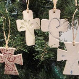 Matte Glaze Cross Ornament, Unique Clay Design