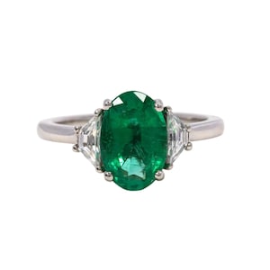 Unique oval cut green moissanite engagement ring Art deco promise ring Solid 14K gold solitaire ring Vintage diamond ring Women jewelry gift