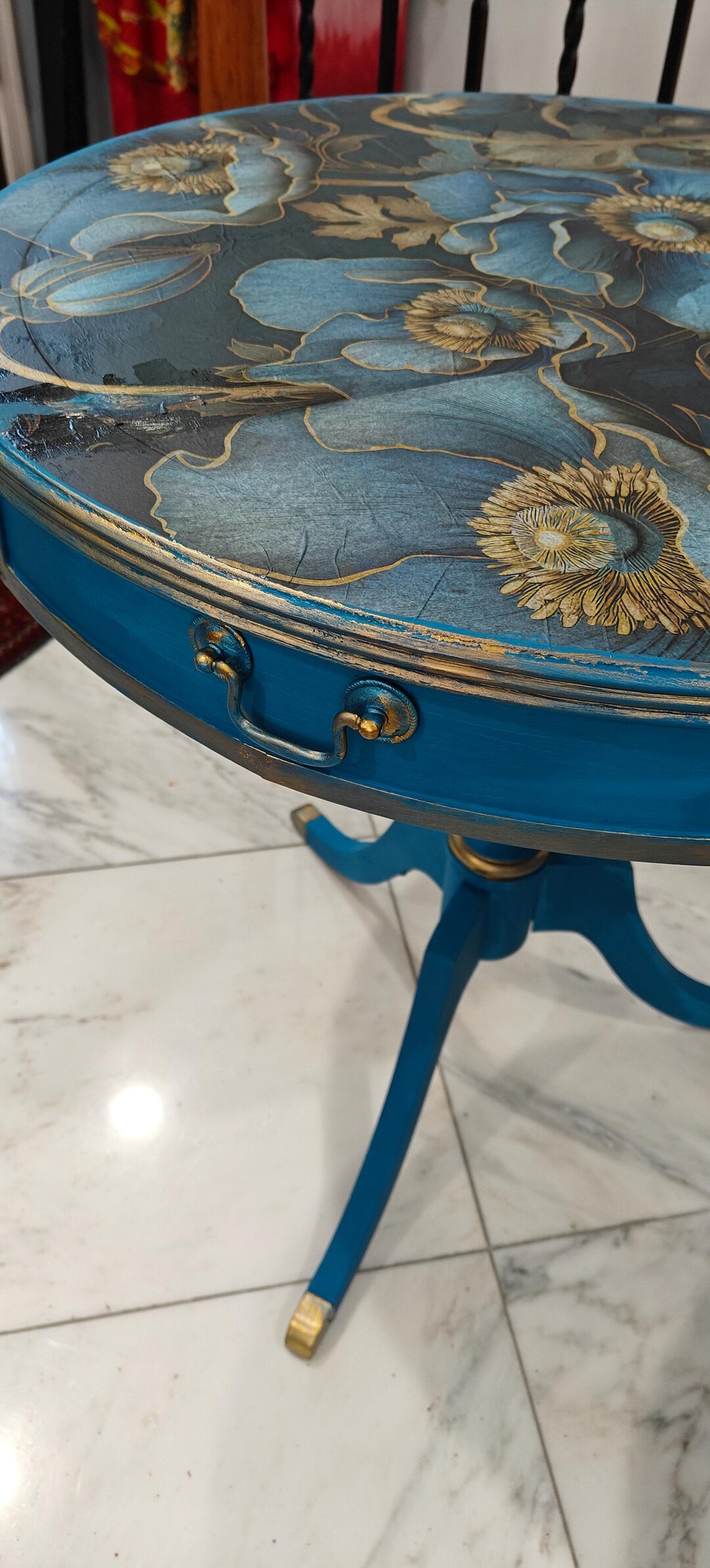 SOLD - Striking Blues Table - Etsy