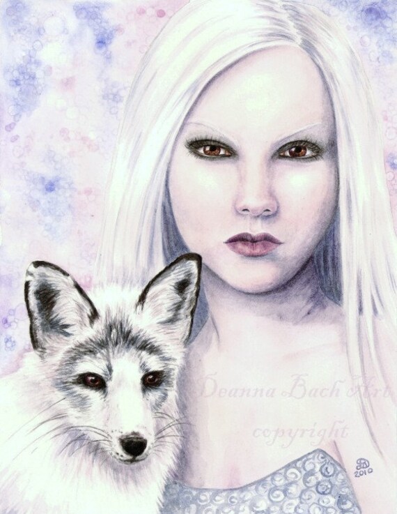 Kindreds White Fox Fairy Fantasy Gothic Art Print By Etsy