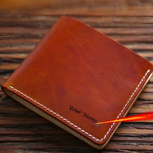 Geldbörse mit Gravur | Personalisierte Leder Geldbörse | Minimalistisches Design | Individuelles Geschenk für Ihn | Groomsmen Geldbörse