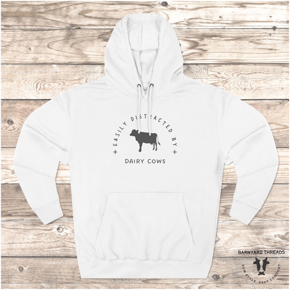 Easily Distracted By Cows, Cow Hoodie, Cute Cow Hoodie, Funny Cow Hoodie, Farm Animal Hoodie, Cow Lover Hoodie, Women Hoodie, Gift For Her Livingmall