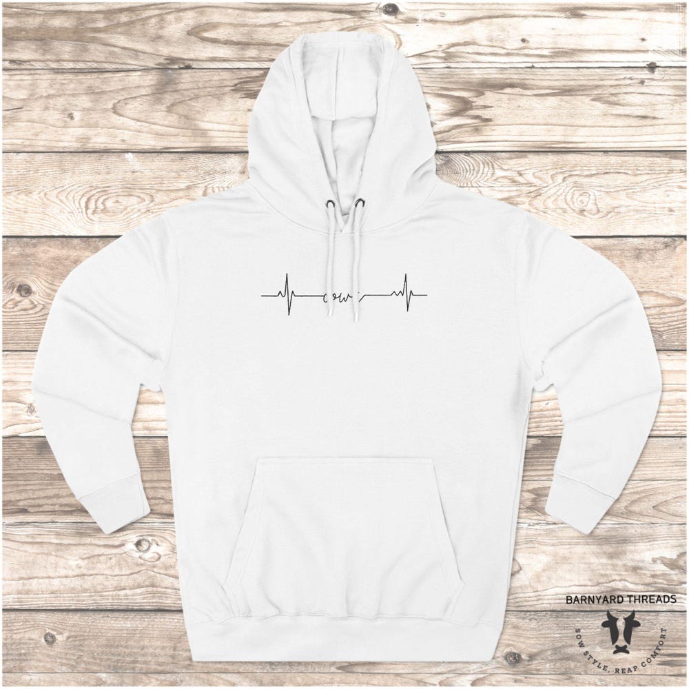 Cow Heartbeat, Cow Hoodie, Cute Cow Hoodie, Funny Cow Hoodie, Farm Animal Hoodie, Cow Lover Hoodie, Women Hoodie, Gift For Her, Cow Livingmall