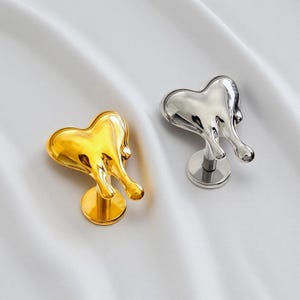 16G Titan Herztropfen flache Rückseite, Nasenstecker, innengefädelter Muschelohrring, Knorpelpiercing, Helixohrring, Tragus, Piercing