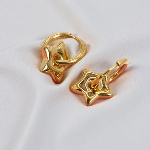Star Hoop Earrings • Hypoallergenic Earrings • Gold Stainless Steel Earrings • Delicate Earrings • Huggie Earrings • Gold Hoop Earrings Gift