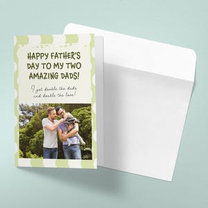 Carte personnalisée de fête des pères de mes deux papas, carte de fête des pères photo personnalisée, j'ai deux papas et je double l'amour, fête des papas
