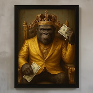 Vintage Gorilla In A Suit Animal Ape Wall Art Print Ape Poster Art Gorilla Print
