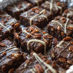 Double Drizzle Nut Brownies Recipe: Fudgy Chocolate Dessert (PDF Pattern