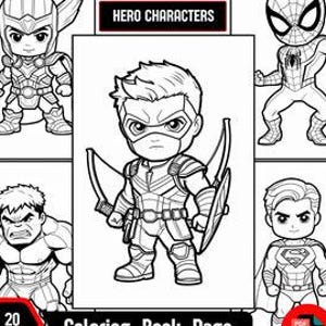 Libro da colorare sui supereroi: 20 pagine stampabili per bambini (PDF)