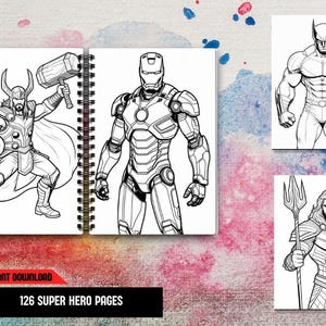 Libro para colorear de superhéroes para adultos: 126 páginas imprimibles (PDF)