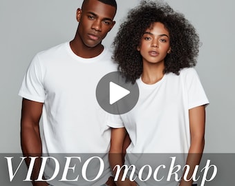 T-Shirt Video Mockup Couple T-Shirt Mockup Couple Bella Canvas 3001 Mockup Gildan 5000 T-shirts Shirt Video Mockup Couple Video Mockup White