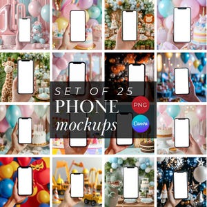 Phone Screen Mockup Bundle IPhone Mockup Invite Mockups Canva Geburtstagseinladung Mockup Vorlage Smartphone Mockup Canva Kindergeburtstag