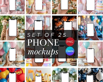 Phone Screen Mockup Bundle IPhone Mockup Invite Mockups Canva Birthday Invitation Mockup Template Smart Phone Mockup Canva Kids Birthday
