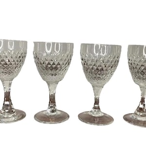 Royal Brierley Crystal Wine Drink Goblet Glass Chalice Set Lot 4 Vintage