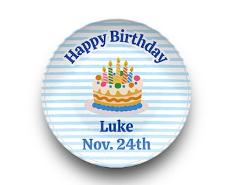 Personalized Birthday Plate for Boys, Custom Kids Birthday Plate, Name & Age Plate, Keepsake Birthday Gift, Boy Party Tableware