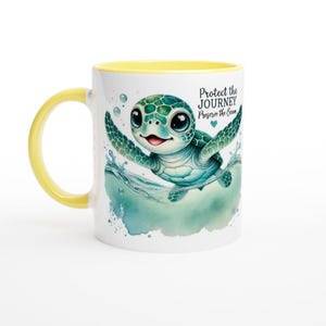 Spersonalizowany kubek z żółwiem morskim: prezent na rzecz ochrony oceanów Ceramic Yellow