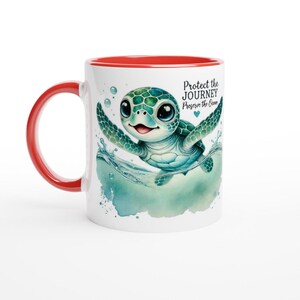 Spersonalizowany kubek z żółwiem morskim: prezent na rzecz ochrony oceanów Ceramic Red