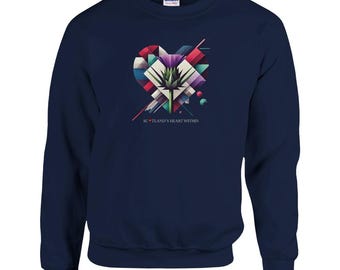 May include: Navy blue sweatshirt with a geometric heart design featuring a stylized thistle flower. The text "Scotland's Heart Within" is printed below the heart.