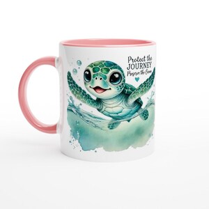 Spersonalizowany kubek z żółwiem morskim: prezent na rzecz ochrony oceanów Ceramic Pink