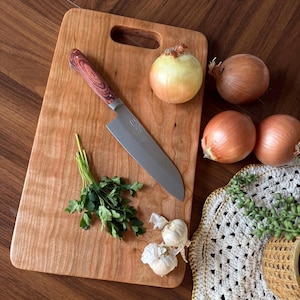 Wide Cherry Cutting Board – Handcrafted One-Piece | Organic | Food Safe  | Daily Food Prep | Kitchen Decor
