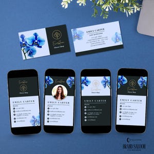 Szablon wizytówki dla kwiaciarni, edytowalny w Canva, projekt dla kwiaciarni lub małych firm