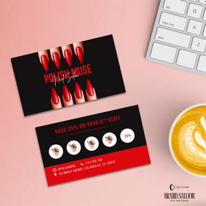Cartão de fidelidade para manicure, cartão de fidelidade para salão de beleza, cartão de recompensas, cartão de cliente VIP, manicure, salão de beleza, modelo editável do Canva