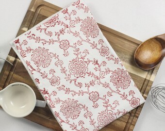 Block Print Tea Towel set of 2 in Butah Red