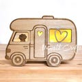 Motorhome Camper Van Table or Night Light, Dog & Heart Cutouts, USB Powered