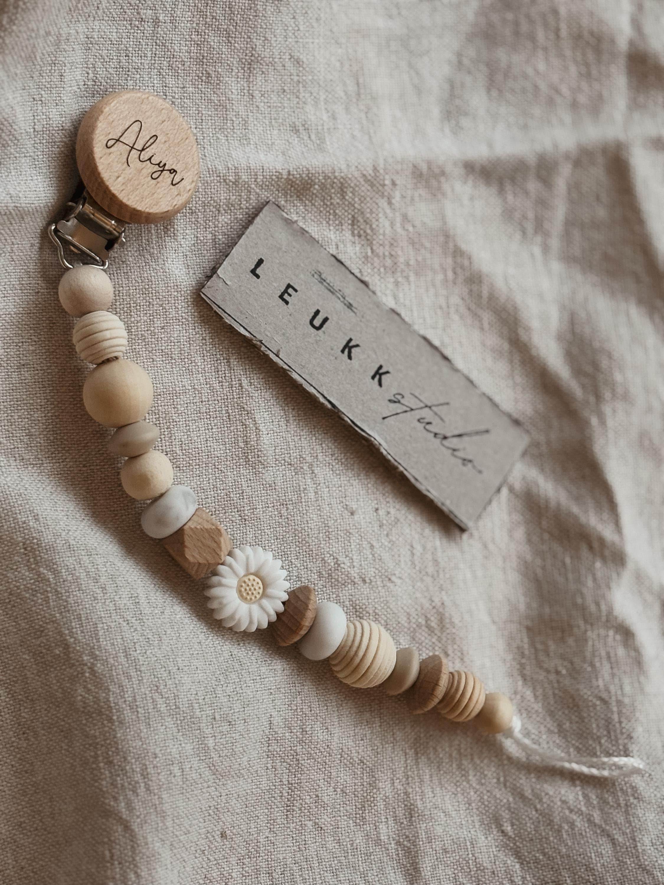 Pacifier chain personalized with name - flower - girl
