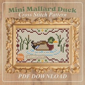 Mallard Duck Cross Stitch Pattern: Mini Vintage Waterfowl (PDF Download)