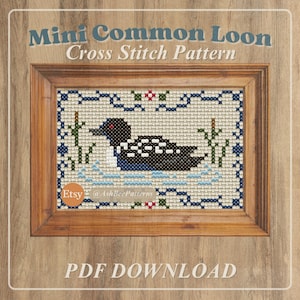 Common Loon Cross Stitch Pattern: Vintage Waterfowl Design (PDF Download)