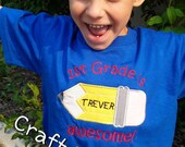 K, 1st, 2nd, 3rd, 4th, 5th "Grade is Awesome!" Personalized Embroidered Pencil School Shirt