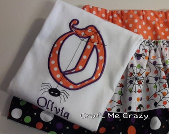 Itsy Bitsy Spider - Embroidered Initial and Name Top - Halloween