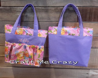 Garden Girls Tote - Purple, Pink Floral Print