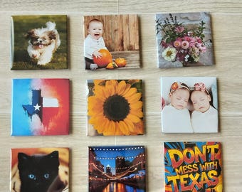 Imanes de botón de 5 x 5 cm con fotos personalizadas, regalo personalizado