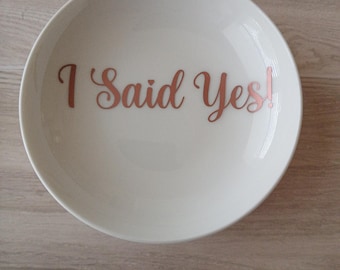 Personalized Engagement Ring Dish, Porcelain Ring Holder, Bridal Gift