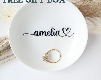Personalized Porcelain Jewelry Dish, Custom Trinket Ring Holder