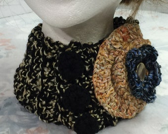 Goblin core collar, neck warmer, crochet flower collar, Geechlark 350