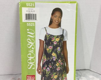 See and Sew 5521, sun dress, jumper, Sewing Pattern, Uncut, Sizes 18-22