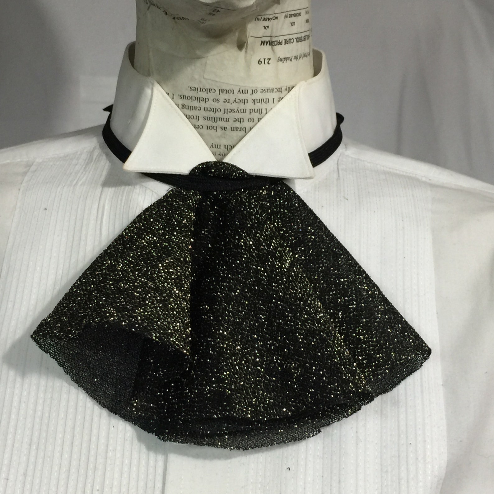 Gothic Jabot Glam Vamp Collar Black Gold Glitter Neck Tie Etsy