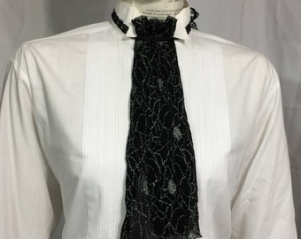 Goth lace Jabot, black neck tie, vamp lace collar, cosplay, Geechlark 5956